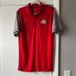 Nike Red and Gray Ohio State Men's Polo